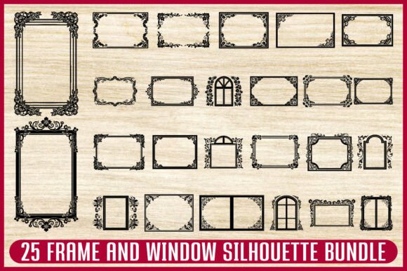 25 Vintage Frame and Window SVG Bundle