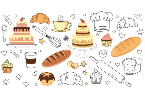 Bakery Doodle Clipart Bundle: Your Go-To Design Asset