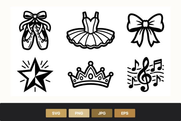 Ballet Shoes Tutu Bow Star Crown Music: Design Assets for Every Creator