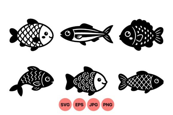 Cute Black Fish Silhouette Clipart for Nautical Design