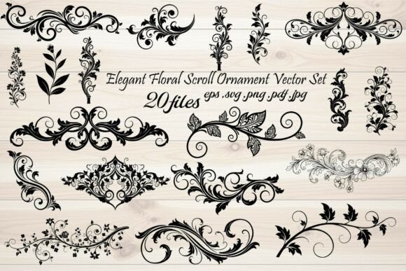 Elegant Floral Scroll Ornament Vector: Timeless Decorative Design