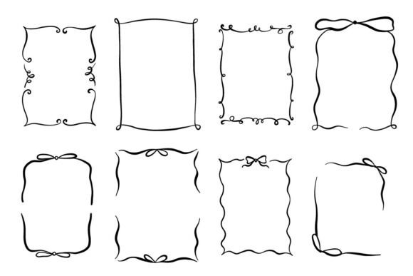 Elevate Your Designs with Hand Drawn Ribbon and Swirl Frame