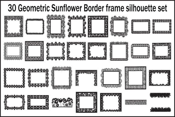 Elevate Your Designs with the 30 Geometric Sunflower Border Frame Set