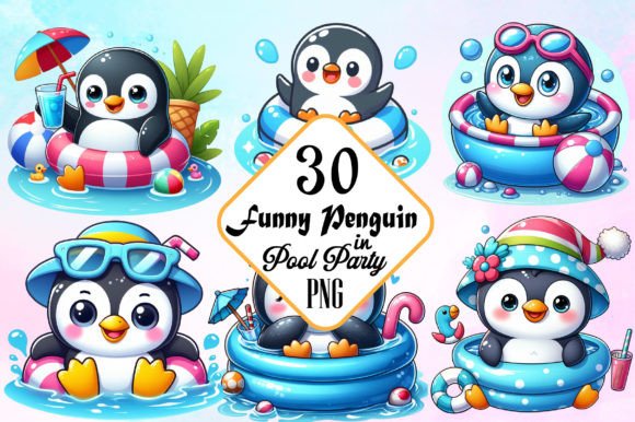 Funny Penguin in Pool Party Clipart: Dive into Creative Fun