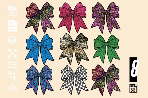 Leopard & Checkered Bow PNG Set: Bold Graphics for Instant Style