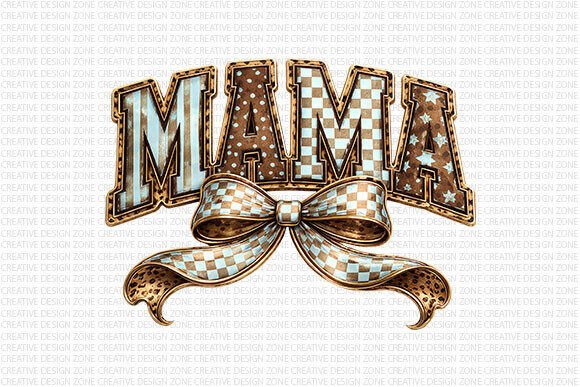 Mama Checkered Bow PNG: A Modern Design Asset