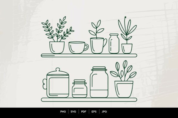 Minimal Kitchen Shelf Plants SVG: Elevating Your Design Aesthetic