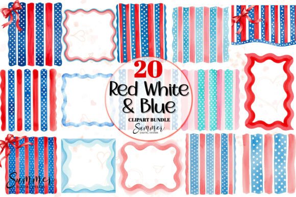 Red White Blue 4th of July Stripe Frames for Festive Design