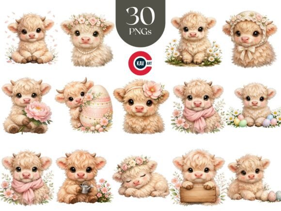 Spring Baby Highland Cow with Flowers: A Designer's Guide