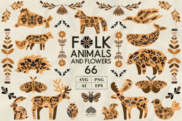 Unleash Your Creativity with Folk Animals and Flowers SVG