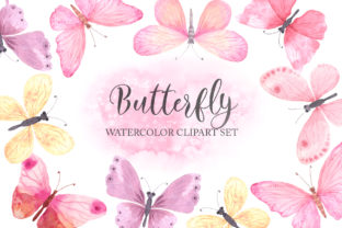 Watercolor Pink Butterfly Set: A Delicate Design Asset