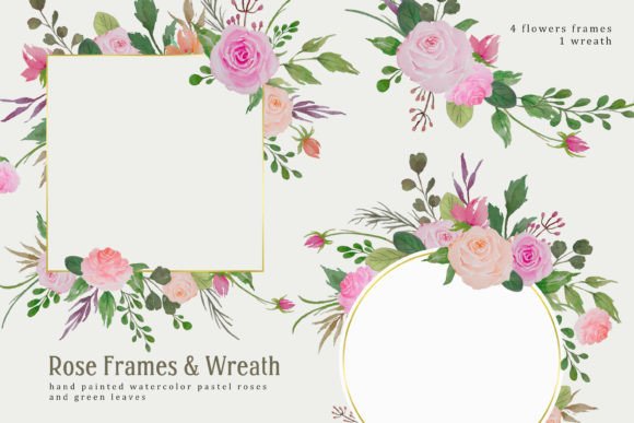 Watercolor Rose Frames and Wreath: A Designer's Floral Toolkit