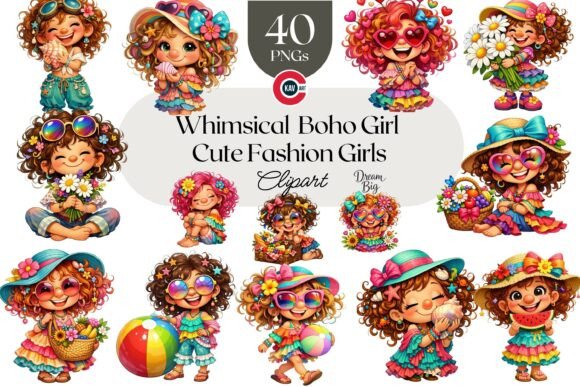 Whimsical Summer Girl Clipart: Your Design Secret Weapon
